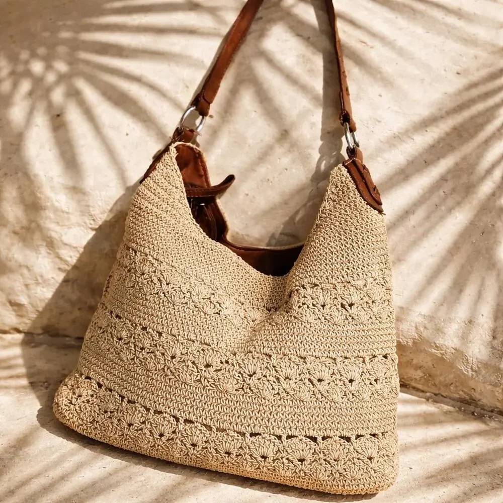 Handmade Hobo Crochet Boho Chic Hippie Lace Travel Y2K Grannycore Resortwear Bag